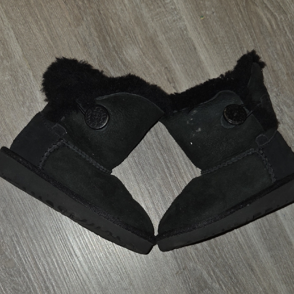 UGG Black Kids Boots with Button Detail